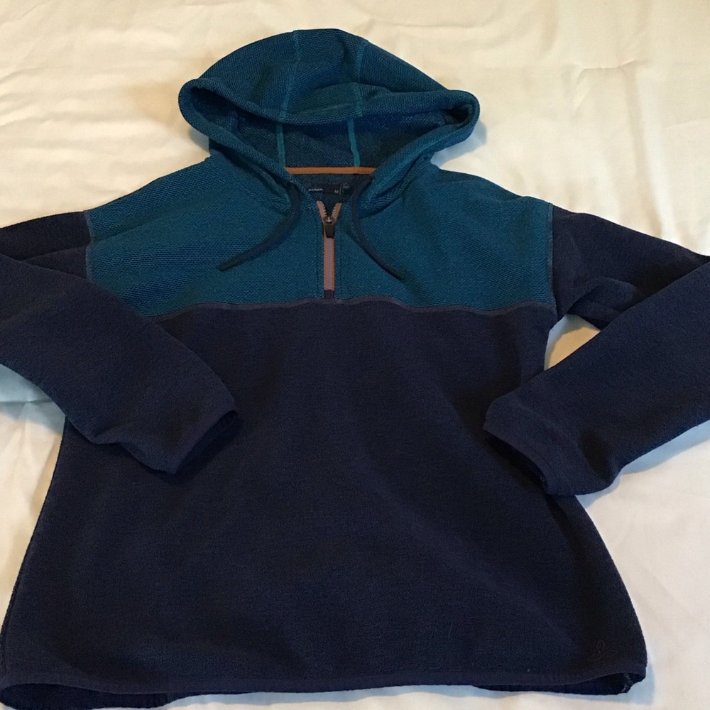 Prana Navy and Teal Pullover Hoodie